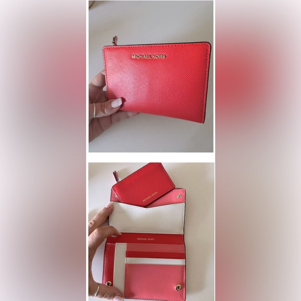 SALE MICHAEL KORS Versatile Color Block Saffiano Leather Wallet With Card Holder - Picture 2 of 15